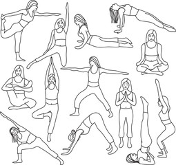 Yoga poses collection - vector