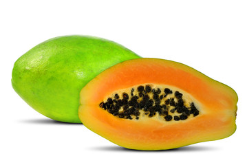 exotic fruit papaya isolated on white