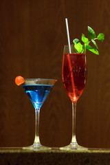 two cocktail glasses