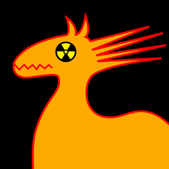 Trojanisches Pferd radioaktiv Kopf GELB schwarz