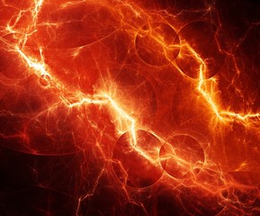 Abstract fiery red lightning storm