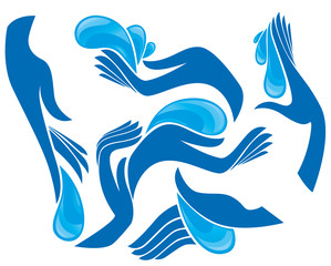 vector collection of clean women hands and fresh water
