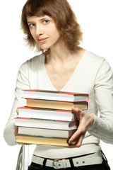 The smiling girl with books