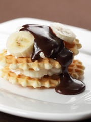Waffle with banana