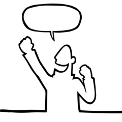 Happy person cheering