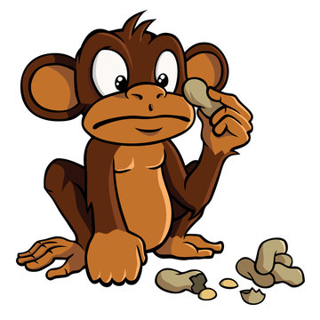 Cartoon monkey with peanuts
