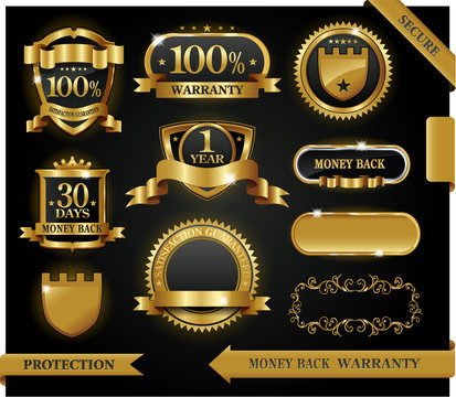 Vector 100% satisfaction guaranteed label and protection sign