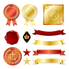 gold and red emblem set