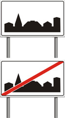 built-up area  - traffic sign isolated