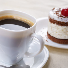 Cake and coffee cup