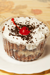 Tasty dessert with cream