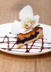 Tasty   pie with  flower orchid