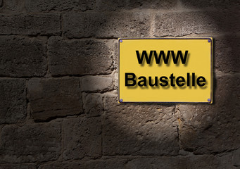 Gelbes Schild www.Baustelle