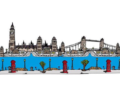 London city sketch cartoon