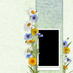 Elegance frame with summer flowers