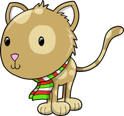 Cute Holiday Cat Kitten Vector Illustration