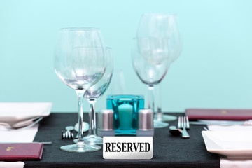Reserved restaurant table setting