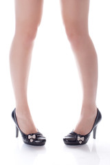 attractive woman legs on a white