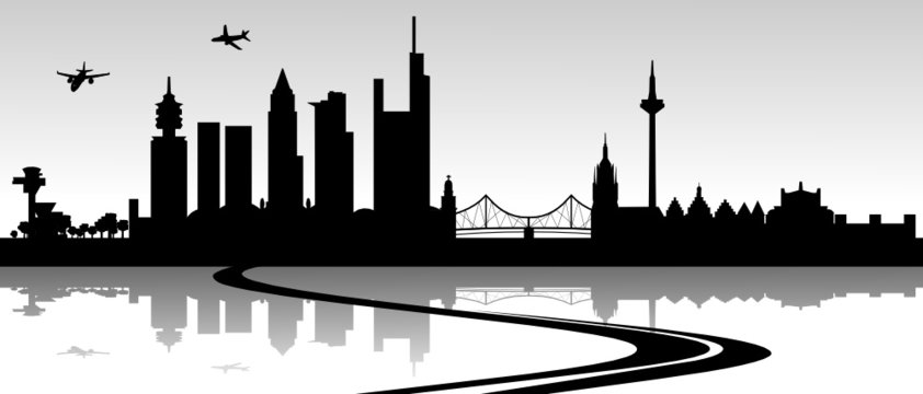 Skyline Frankfurt mit Autobahn