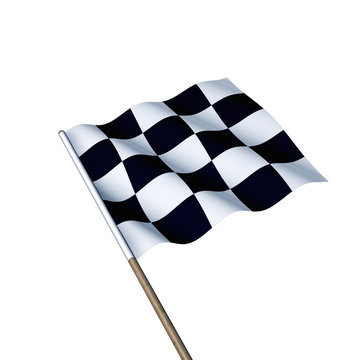 Wehend Zielflagge auf wei&szlig;em Hintergrund