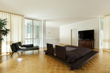 Bright duplex with hardwood floors, large room with double bed