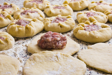 preparation of dough and baking pies