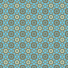 Seamless Aqua & Brown Kaleidoscope Background