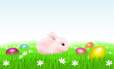 Fototapeta premium Bunny With Easter Eggs
