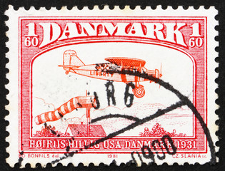 Postage stamp Denmark 1981 Bellanca J-300, plane from 1931
