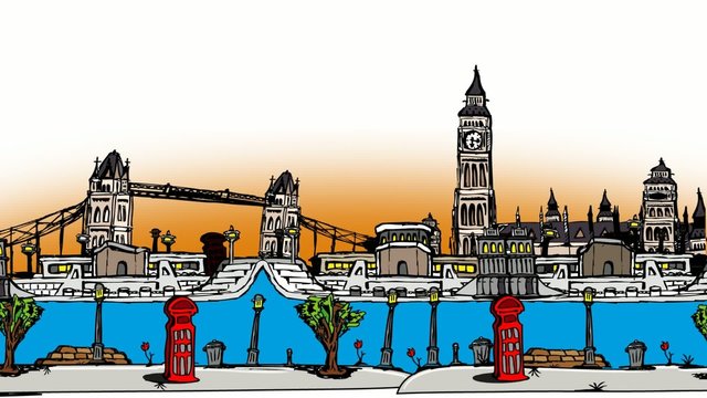 London city travelling cartoon drawing sketch animation