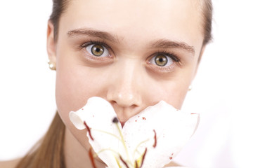 young beautiful girl with a flower