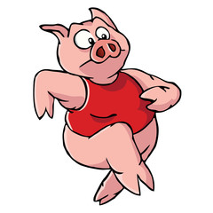 Running cartoon pig
