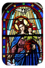 Obraz premium vitrail,vierge à l'enfant.