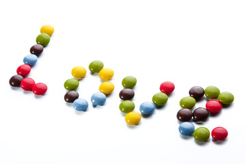 Word love on white background