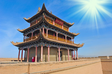 Gate tower of the Jiayuguan Pass in China - 38490863