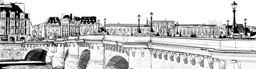 No drill blackout roller blinds Illustration Paris Paris - Pont neuf