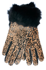 Women  leopard new leather gloves