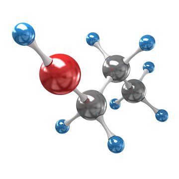 Propanol molecule isolated on white