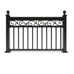 Black metal railing with pattern