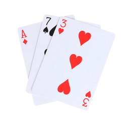 Three cards isolated on white
