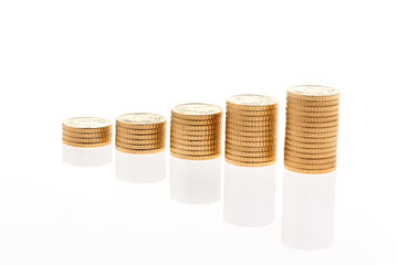 Stapel von Euro Geld M&uuml;nzen