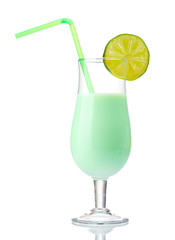 Milk shake with lime isolated on white