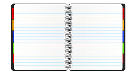 Black notebook on a white background