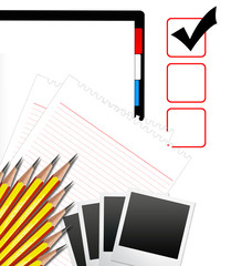 Black notebook on a white background