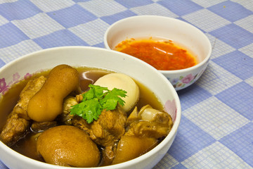 Boiled pork with eggs.