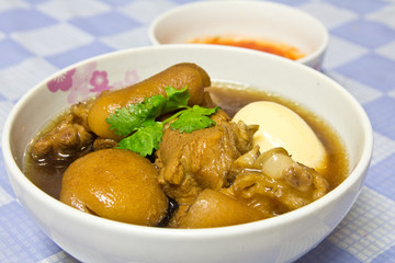 Boiled pork with eggs.
