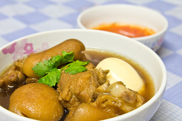 Boiled pork with eggs.