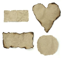 Burnt, ripped and old natural papers for background