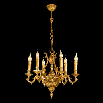 Vintage chandelier isolated on black