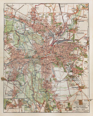 Vintage map of Leipzig